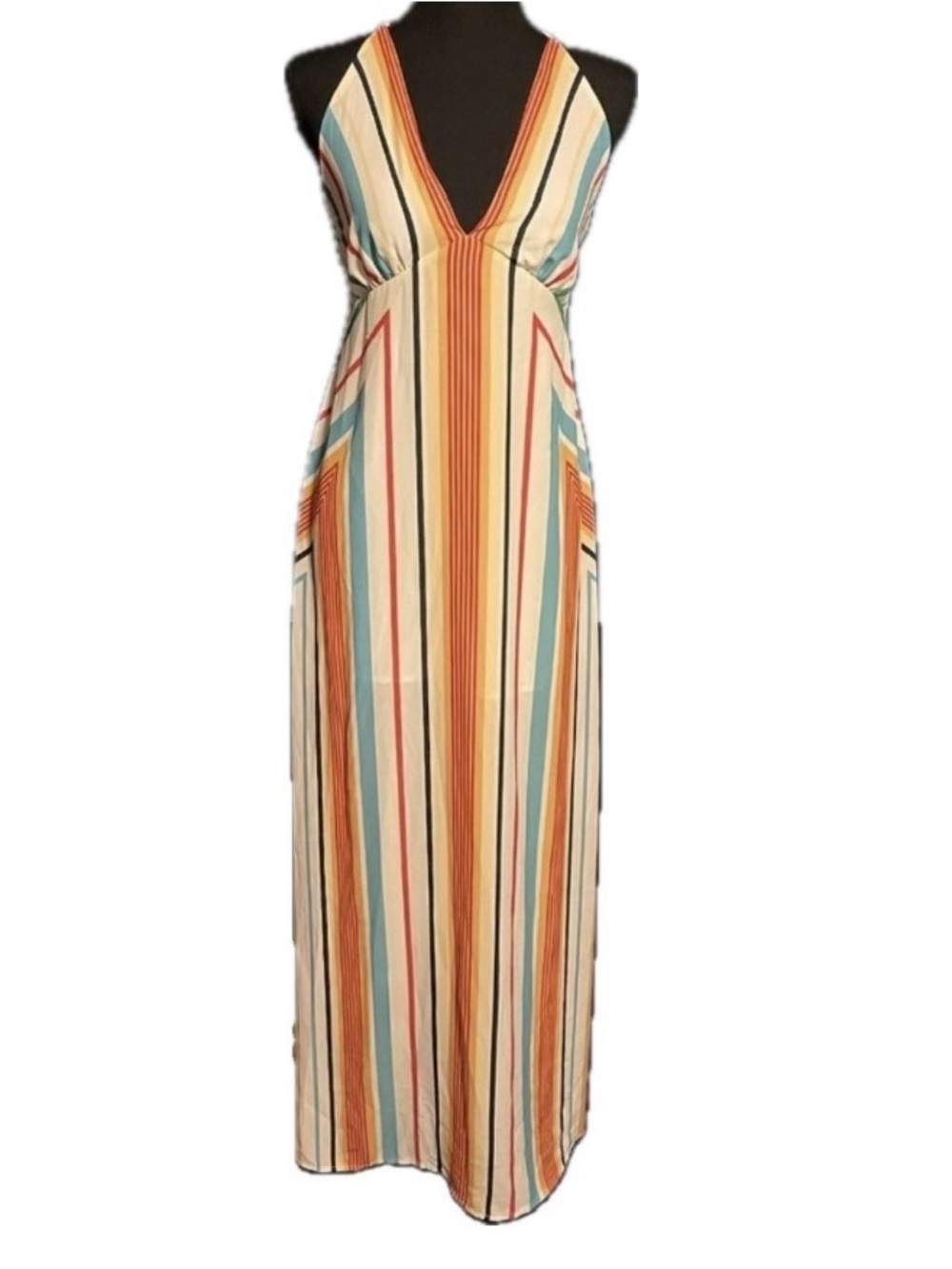 Flying Tomato multicolor halter back maxi dress sz small